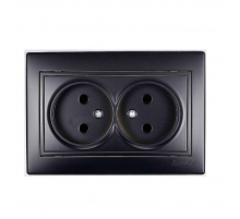 Розетка 2-ая без зазем. Lezard Mira черная 701-4242-128