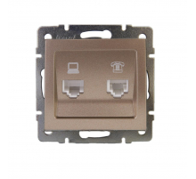 Розетка 2-ая комп. + тел. Lezard Rain бронза 703-3188-143