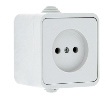 Прага Розетка 1-местная 10А без заземления IP44 белая EKF EKR10-022-10-44
