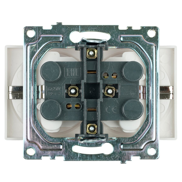 Розетка двойная 2P+PE Stekker Катрин со шторками белый GLS16-7114-01 39574