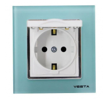 Розетка 2P+E Vesta-Electric Exclusive Blue с крышкой голубой FRZ00041016SIN