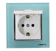 Розетка 2P+E Vesta-Electric Exclusive Blue с крышкой голубой FRZ00041016SIN