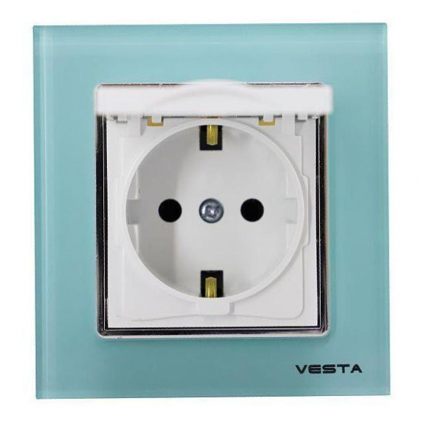 Розетка 2P+E Vesta-Electric Exclusive Blue с крышкой голубой FRZ00041016SIN Розетка 2P+E Vesta-Electric Exclusive Blue с крышкой голубой FRZ00041016SIN