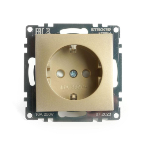 Розетка 2P+E Stekker Эрна золото GLS16-7110-08 49224
