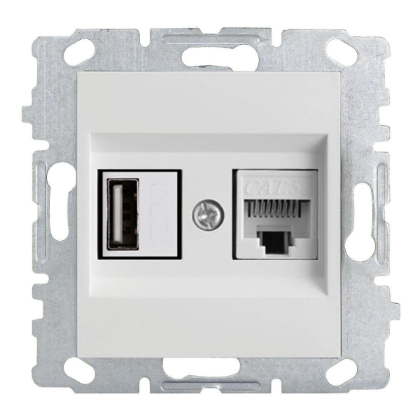 Розетка LAN/USB Vesta-Electric Roma белый FRZ00050502BEL Розетка LAN/USB Vesta-Electric Roma белый FRZ00050502BEL