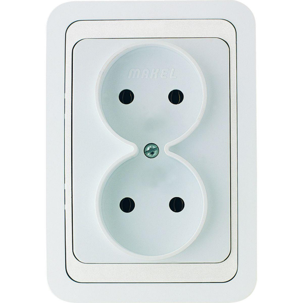 Розетка Makel 2-м СП Mimoza без заземл. бел/бел. 12017