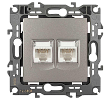 Розетка ЭРА Серия 12 12-3108-16 информационная двойная 2XRJ45 титан Б0065665