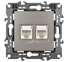 Розетка ЭРА Серия 12 12-3108-16 информационная двойная 2XRJ45 титан Б0065665
