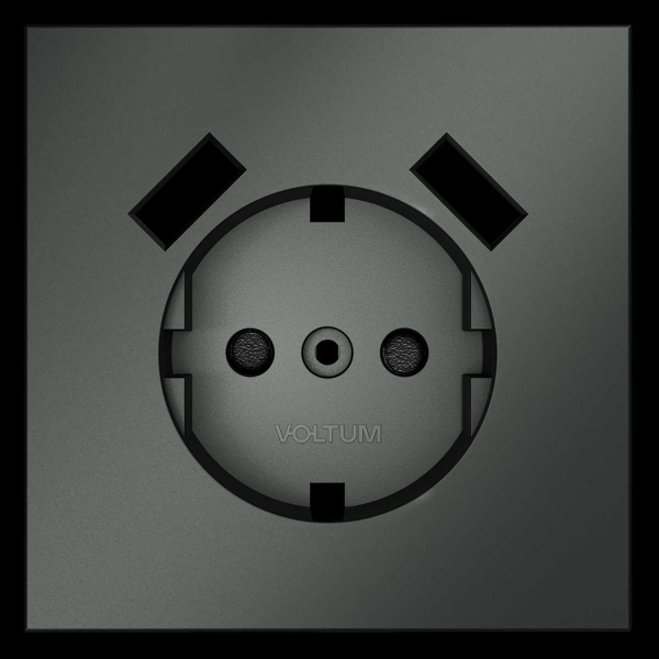 Накладка для розетки с заземлением и защитными шторками с USB A+A S70 (титан) Voltum VLS000906