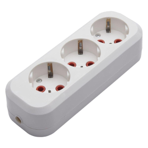 Розетка (колодка) переносная разборная 3-местная с/з Stekker, PST16-310-20, 250В, 16A, IP20, белый 39011