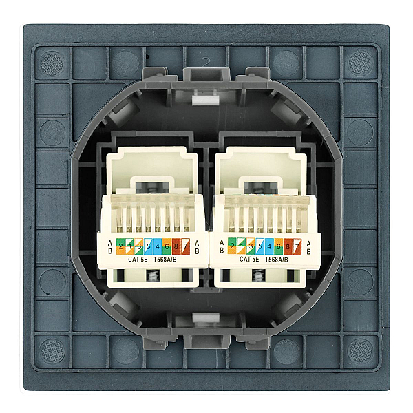 Розетка компьютерная 2-местная RJ-45 (механизм) Stekker Мия RST00-3111-05 черный бархат 50451