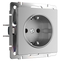 Розетка с заземлением Werkel серебряный W1171006 4690389156410