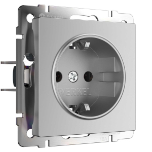Розетка с заземлением Werkel серебряный W1171006 4690389156410