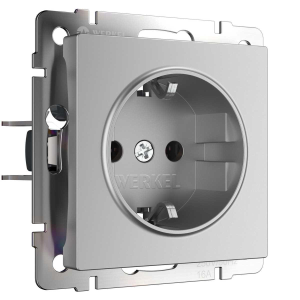Розетка с заземлением Werkel серебряный W1171006 4690389156410