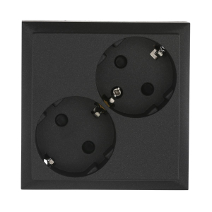Розетка LK Studio двойная с з/к, со шторками (черный бархат) LK60 863508-1