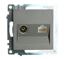 Розетка телевизионная TV + компьютерная RJ-45 Stekker Катрин графит GLS00-7106-06 49417