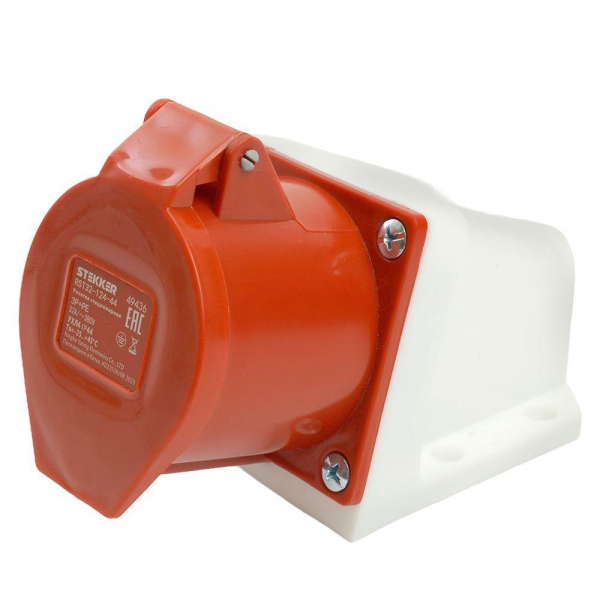 Розетка 3P+PE Stekker с крышкой красный RST32-124-44 49436 Розетка 3P+PE Stekker с крышкой красный RST32-124-44 49436