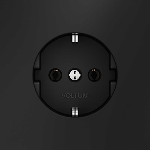 Розетка встраиваемая Voltum S70 с заземлением 16А, (черный матовый) VLS040108