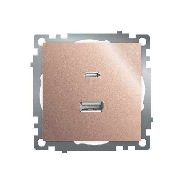 Розетка 2-местная USB + type C (механизм), STEKKER GLS10-7116-02, 250B, 3A, max 20W, серия Катрин, шампань 50056 Розетка 2-местная USB + type C (механизм), STEKKER GLS10-7116-02, 250B, 3A, max 20W, серия Катрин, шампань 50056