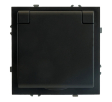 RST16-5113-05 Розетка 1-местная с крышкой с защ. штор STEKKER, б/з, 250В, 16А, серия Эмили, RST16-5113-05, черный уголь, soft touch 49852