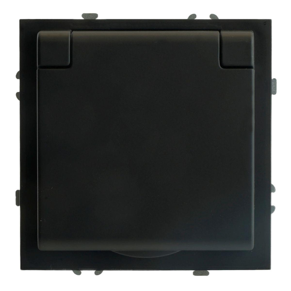 RST16-5113-05 Розетка 1-местная с крышкой с защ. штор STEKKER, б/з, 250В, 16А, серия Эмили, RST16-5113-05, черный уголь, soft touch 49852