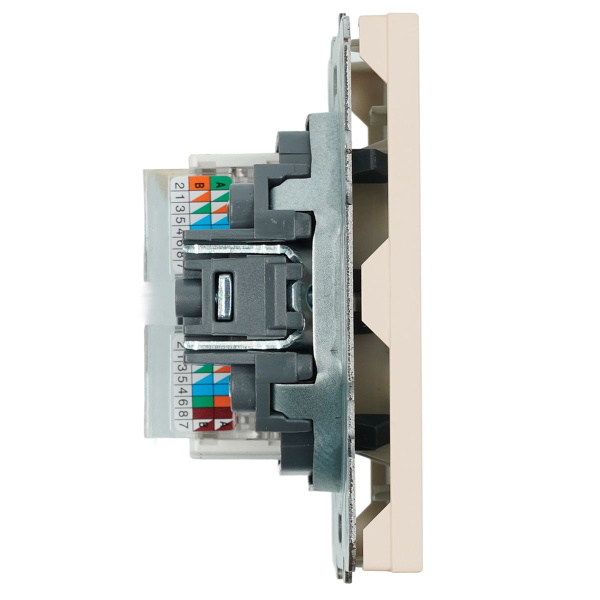 Розетка компьютерная 2-местная RJ-45 (механизм), Stekker Эмили, RST00-5111-08, кашемир, soft touch 49900