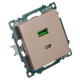 Розетка 2-местная USB + type C (механизм), STEKKER GLS10-7116-02, 250B, 3A, max 20W, серия Катрин, шампань 50056