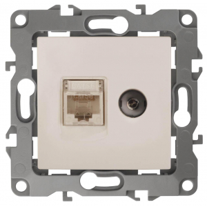 Розетка комбинированная RJ45+TV ЭРА 12 12-3110-02 Б0027442