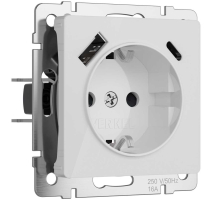 Розетка Werkel с заземлением, шторками и USB тип A+C белый акрил W1171741 4690389197345