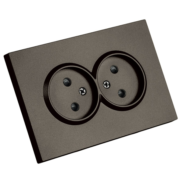 Розетка 2-местная с защитной шторкой, Stekker, б/з, 250В, 16А Эмили, RST10-5116-09, антрацит, soft touch 49929