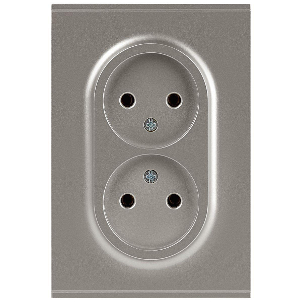 Розетка ЭРА Arktik 16-2107-07 без заземления двойная 2X2P 16А-250В титан Б0071687