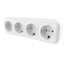 Розетка четырехместная 2P+PE Stekker Брест белый PST16-61-20 39703