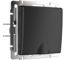 Розетка Werkel влагозащищенная с заземлением с защитой крышкой и шторками черный матовый W1171208 4690389156892