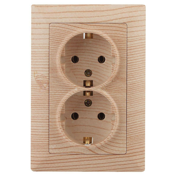 Розетка двойная ЭРА Intro Solo Schuko 2X2P+E 16A 250V дерево 4-205-11 Б0043339 Розетка двойная ЭРА Intro Solo Schuko 2X2P+E 16A 250V дерево 4-205-11 Б0043339