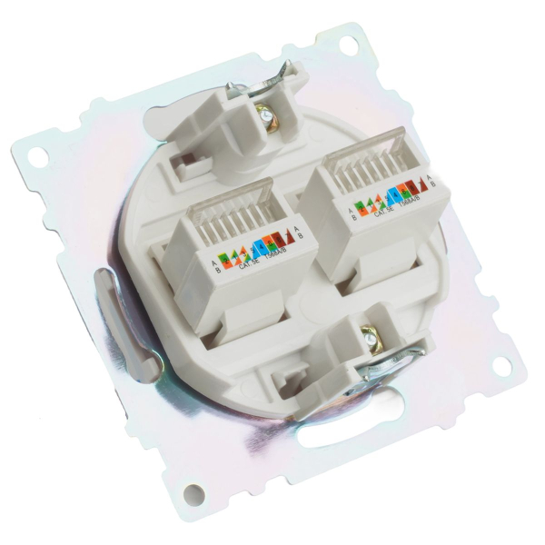 Розетка компьютерная 2-местная RJ-45 (механизм) Stekker GLS00-7109-01 Катрин, белый 50003