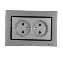 Розетка двойная 2P Vesta-Electric Exclusive Silver Metallic серебро FRZ00041021SER