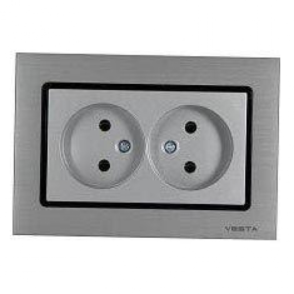 Розетка двойная 2P Vesta-Electric Exclusive Silver Metallic серебро FRZ00041021SER Розетка двойная 2P Vesta-Electric Exclusive Silver Metallic серебро FRZ00041021SER