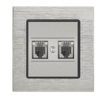 Розетка телефонная двойная Vesta-Electric Exclusive Silver Metallic серебро FRZMT040002SER