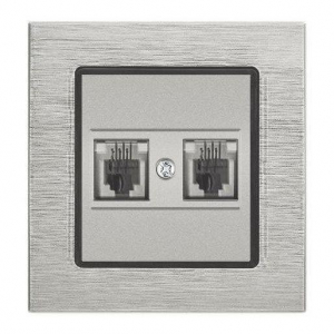 Розетка телефонная двойная Vesta-Electric Exclusive Silver Metallic серебро FRZMT040002SER