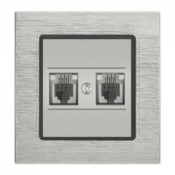 Розетка телефонная двойная Vesta-Electric Exclusive Silver Metallic серебро FRZMT040002SER Розетка телефонная двойная Vesta-Electric Exclusive Silver Metallic серебро FRZMT040002SER