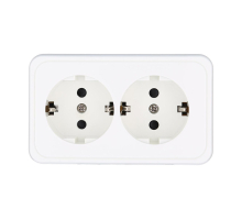 Розетка LK Studio двойная открытой установки с заземляющими контактами и защитными шторками (белый) 813504