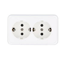 Розетка LK Studio двойная открытой установки с заземляющими контактами и защитными шторками (белый) 813504