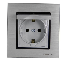 Розетка 2P+E Vesta-Electric Exclusive Silver Metallic с крышкой серебро FRZ00041013SER