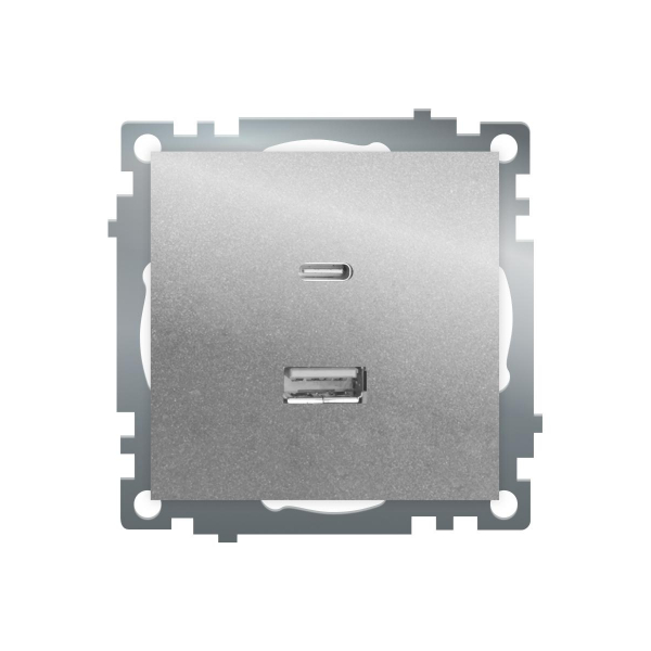 Розетка 2-местная USB + type C (механизм)), STEKKER GLS10-7116-03 , 250B, 3А, max 20W, серия Катрин, серебро 50054 Розетка 2-местная USB + type C (механизм)), STEKKER GLS10-7116-03 , 250B, 3А, max 20W, серия Катрин, серебро 50054
