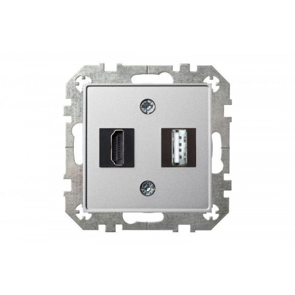 Розетка HDMI/USB Liregus Epsilon серебро 28-1856 Розетка HDMI/USB Liregus Epsilon серебро 28-1856
