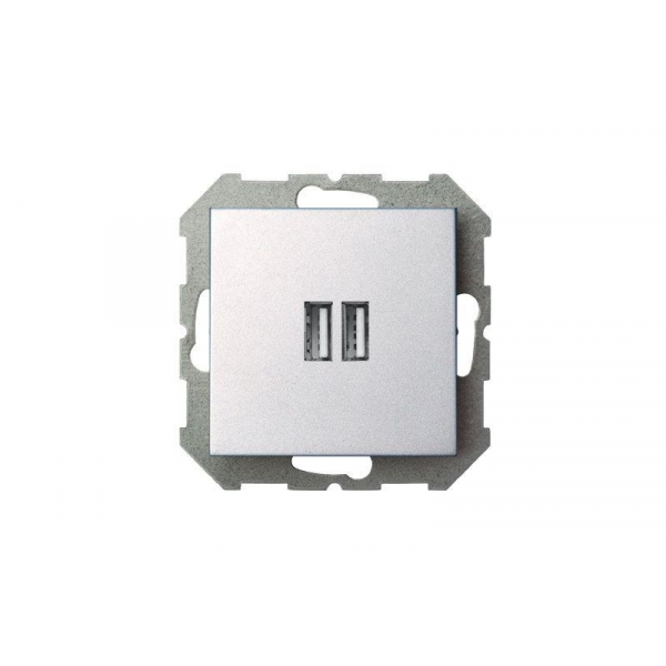 Розетка 2xUSB Liregus Epsilon серебро 28-1857 Розетка 2xUSB Liregus Epsilon серебро 28-1857