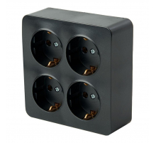 Розетка 4-местная 2P+PE Stekker София черный матовый MST16-14S-05 49510