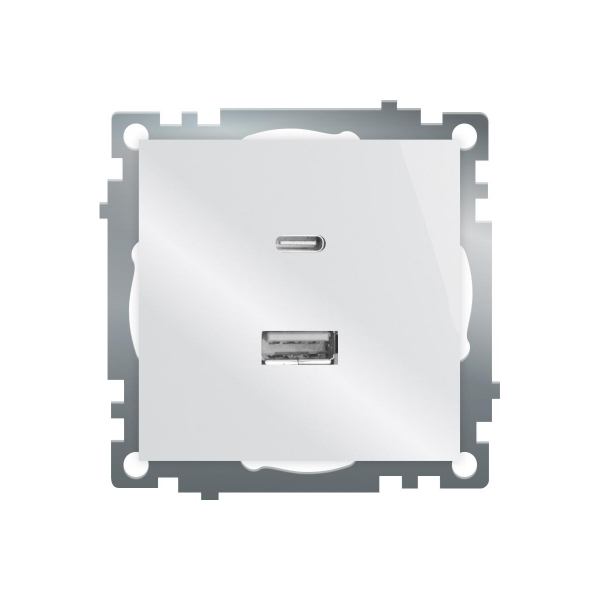 Розетка USB 2-местная + type C (механизм), STEKKER GLS10-7116-01, 250В, 3А, max 20W, серия Катрин, белый 50051 Розетка USB 2-местная + type C (механизм), STEKKER GLS10-7116-01, 250В, 3А, max 20W, серия Катрин, белый 50051