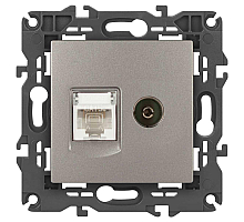 Розетка ЭРА Elegance 14-3110-16 RJ45+TV, титан Б0065768