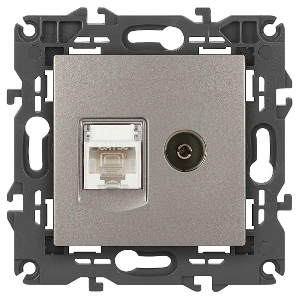 Розетка ЭРА Elegance 14-3110-16 RJ45+TV, титан Б0065768